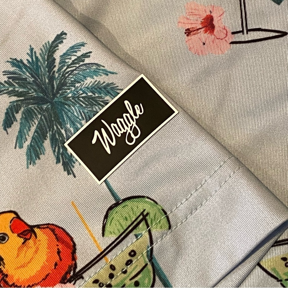 Waggle Men's Golf Polo Shirt Bird Tropical Drink All Over Print - Picture 4 of 7